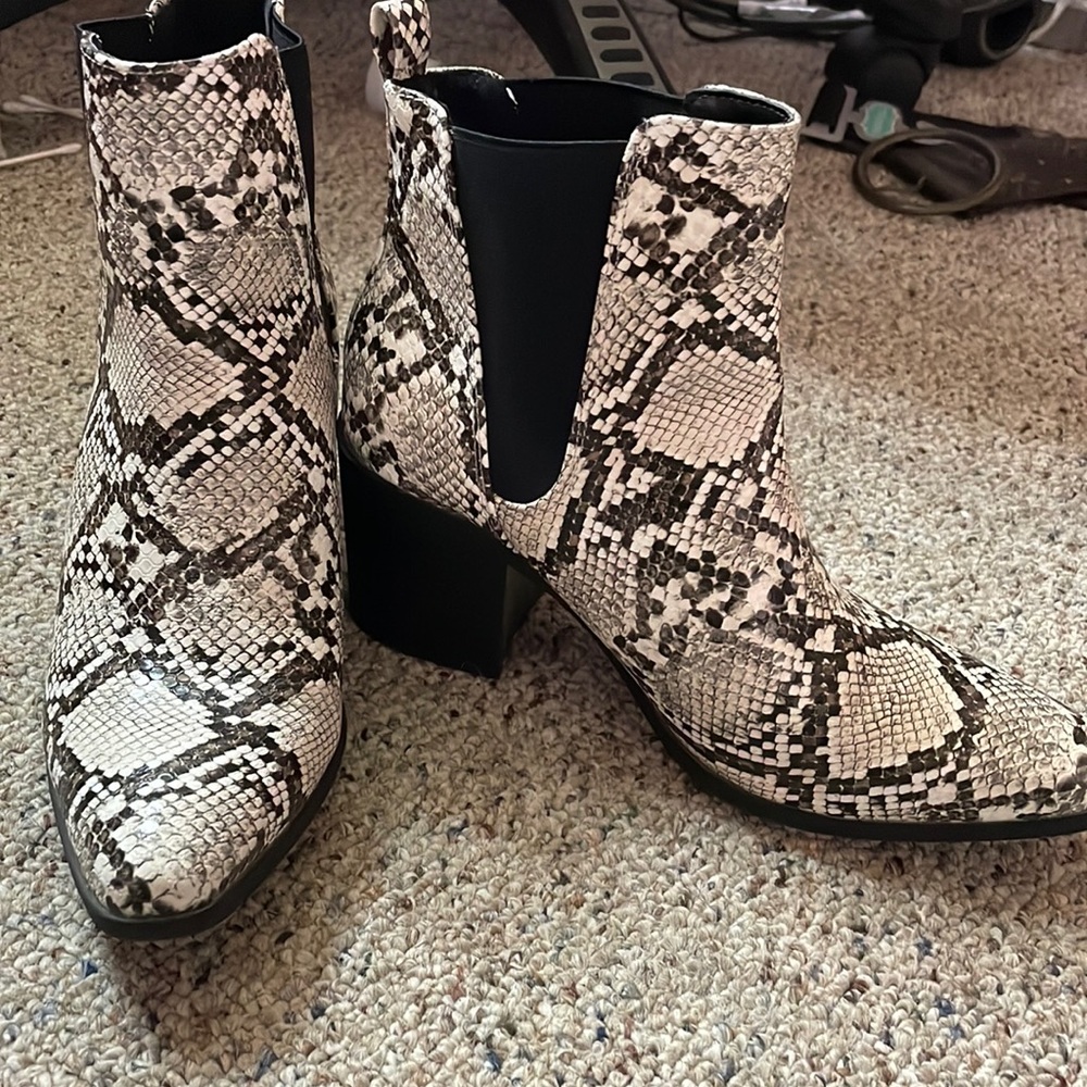 Snake print booties